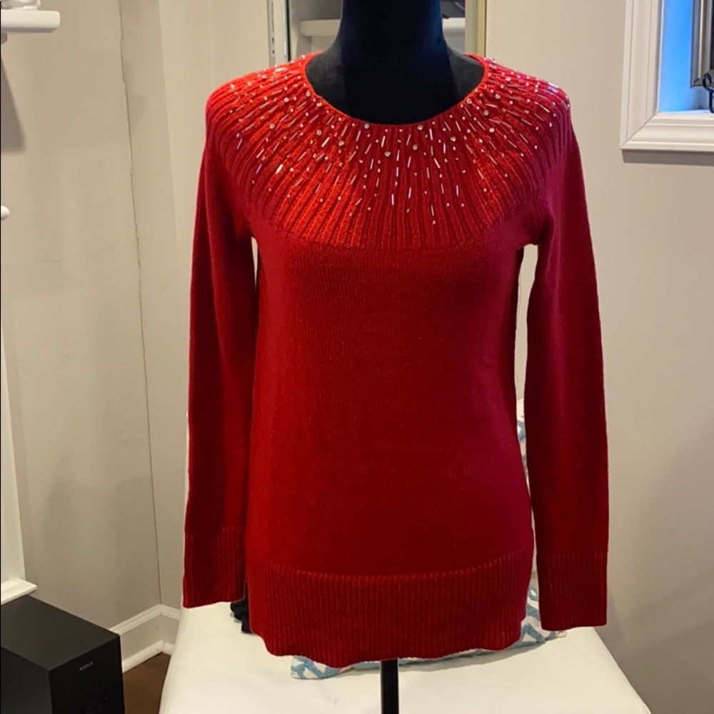 Apt. 9 Red Sweater - Rhinestone & Sparkle, Small